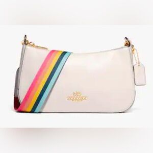 COACH Jes Baguette Crossbody Gold/Chalk Rainbow Strap